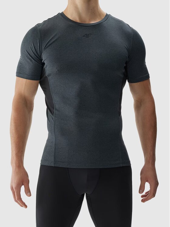 4F 4F Tričko 4FWAW24TFTSM1004-22M Sivá Slim Fit