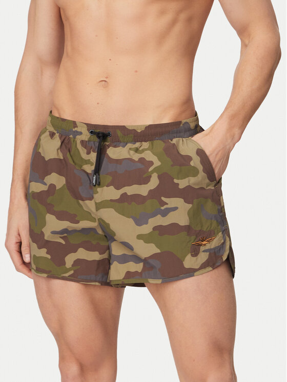 Aeronautica Militare Aeronautica Militare Pantaloni scurți pentru înot 261BW0231UCT04312 Verde închis Regular Fit