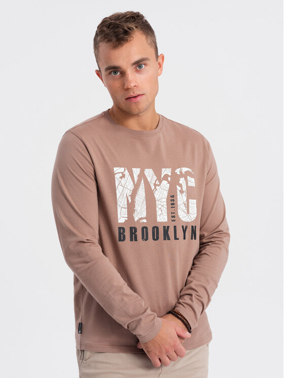 Ombre Ombre S dlouhým rukávem OM-LSPT-0115 Hnědá Regular Fit