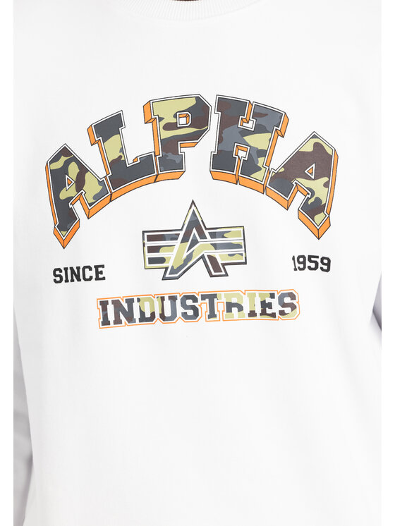 Alpha Industries Alpha Industries Bluza College Camo Sweatshirt Biały Regular Fit