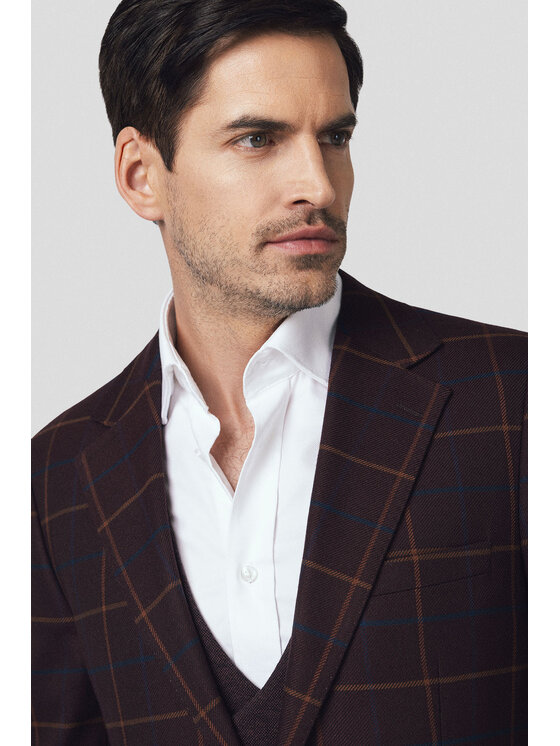 Lancerto Lancerto Marynarka Sovana MA131225000015 Bordowy Slim Fit
