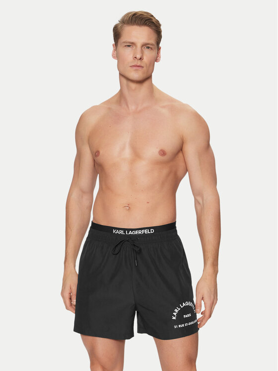 KARL LAGERFELD KARL LAGERFELD Шорти для плавання A1M46054 Чорний Regular Fit
