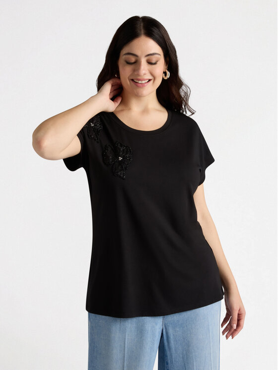 Fiorella Rubino Fiorella Rubino T-Shirt G184L008489N033 Czarny Regular Fit