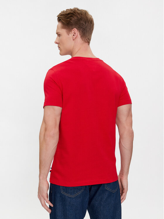 Tommy Hilfiger Tommy Hilfiger Majica Small Hilfiger Tee MW0MW34387 Rdeča Slim Fit