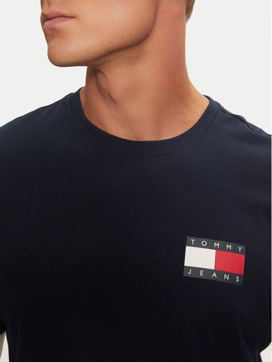 Tommy Jeans Tommy Jeans T-Shirt Essential Flag DM0DM20740 Granatowy Slim Fit