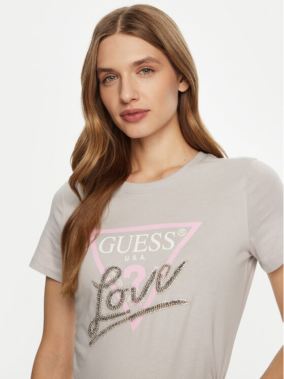 Guess Guess Marškinėliai W5RI10 I3Z14 Pilka Regular Fit
