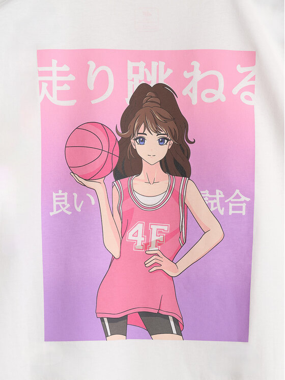 4F 4F T-Shirt BLUE VACATION Biały Oversize