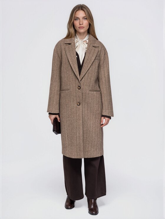 Ombre Ombre Płaszcz przejściowy OW-COLC-0135 Beżowy ciemny Oversize