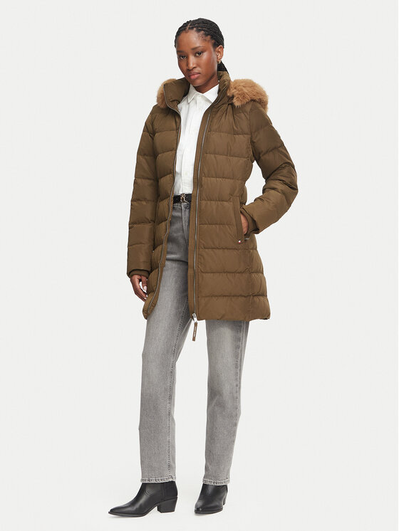 Tommy Hilfiger Tommy Hilfiger Žieminė striukė Heritage Tyra  WW0WW51563 Tamsiai žalia Slim Fit