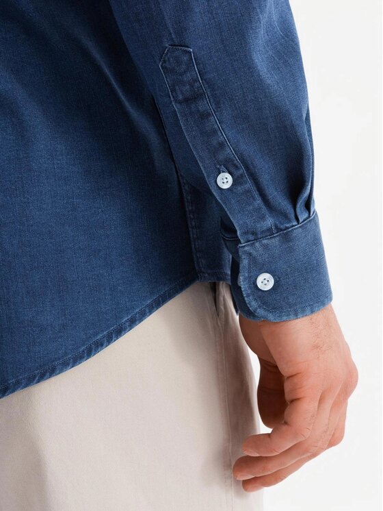Ombre Ombre Koszula jeansowa OM-SHDS-0180 Niebieski Regular Fit
