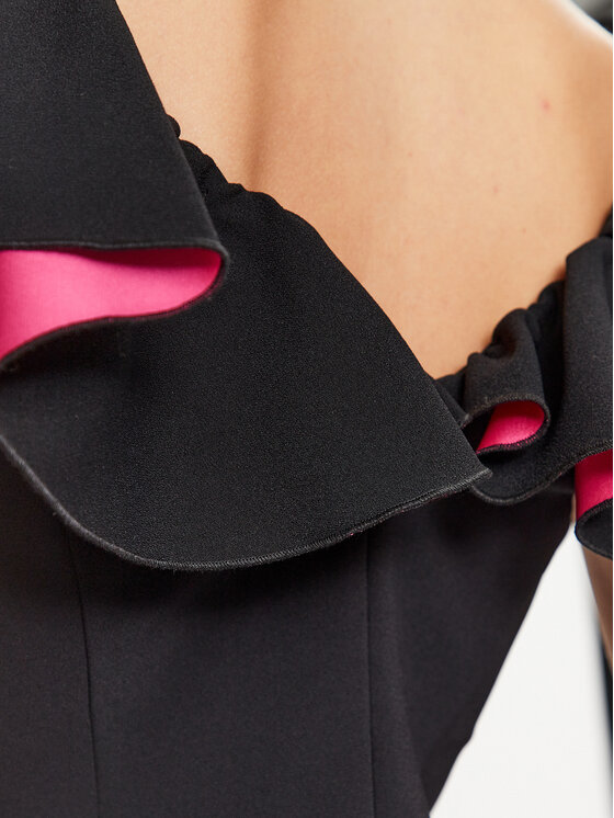 PINKO Pinko Koktejlové šaty Cono Abito 101626 A12B CREPE E RA80 Černá Slim Fit