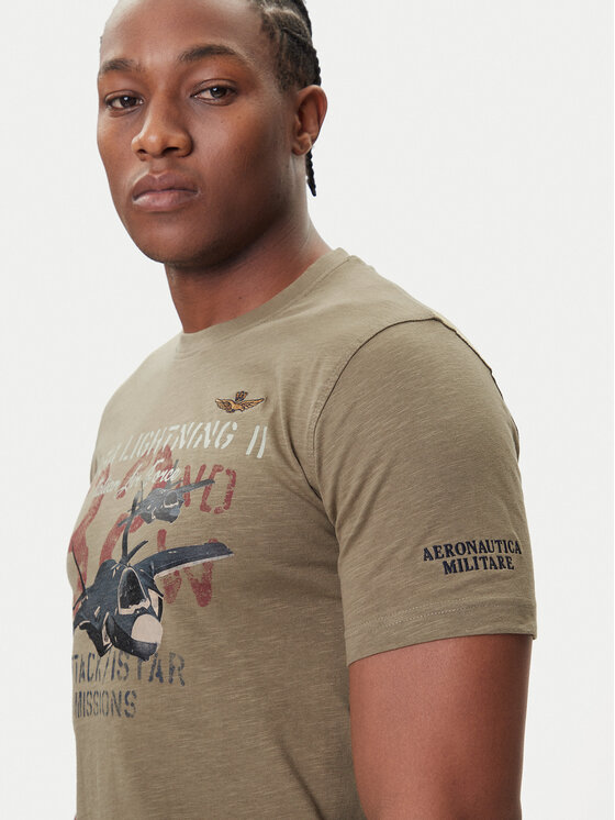 Aeronautica Militare Aeronautica Militare Tričko 252TS2472UJ00708 Kaki Regular Fit