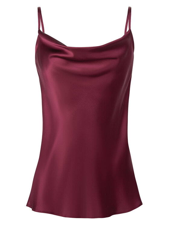 Cat&Cat Cat&Cat Top jedwabny z dekoltem woda Bordowy Regular Fit