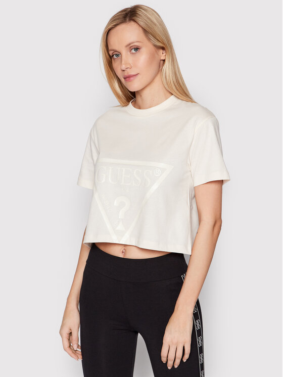Guess Tričko V2YI06 K8HM0 Béžová Regular Fit
