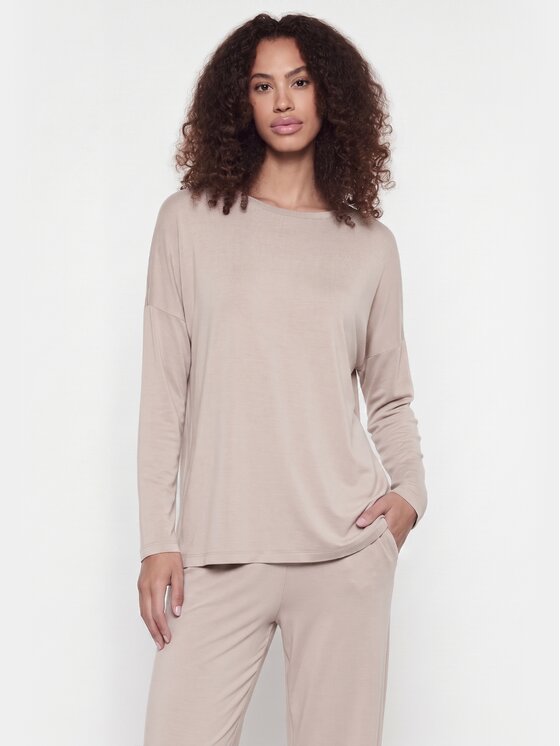 BASICLO BASICLO Longsleeve W-2309-689 Beżowy Slim Fit