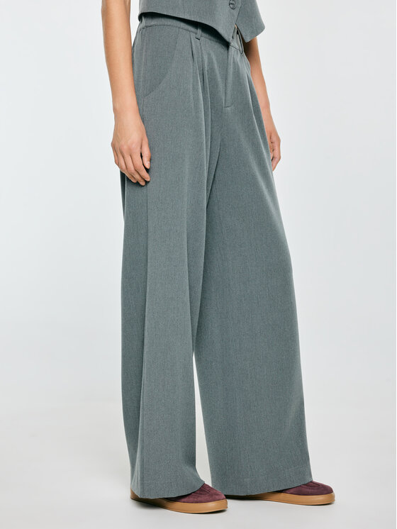 BIG STAR BIG STAR Spodnie materiałowe ELISASHIA Szary Wide Leg