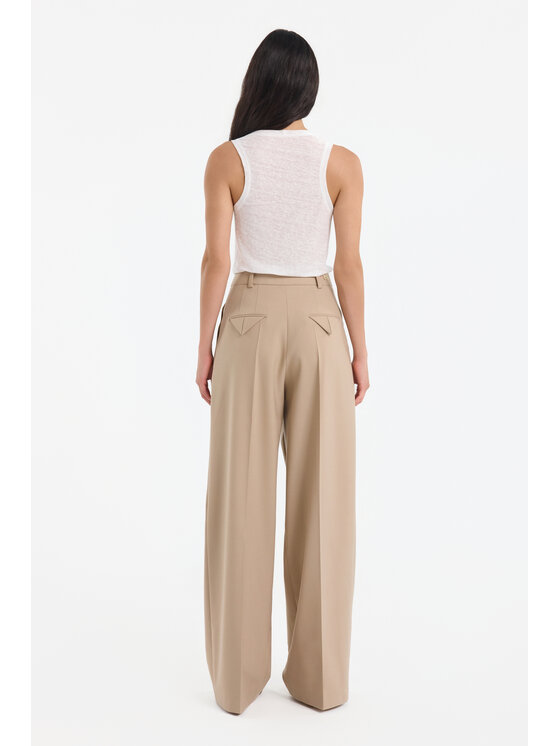 BENU BENU Spodnie garniturowe szerokie Beżowy Modern Relaxed Fit