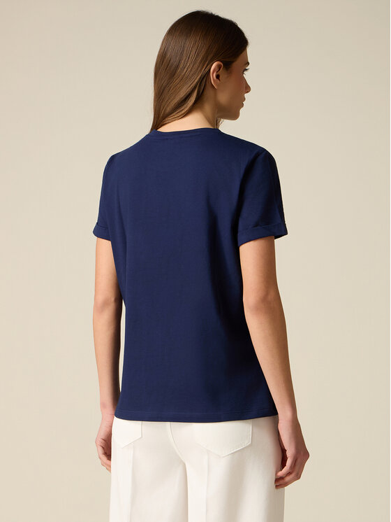 Oltre Oltre T-Shirt G03AJ004780N034 Niebieski Regular Fit