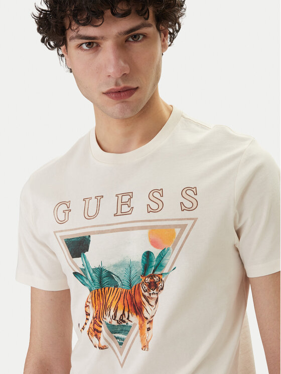 Guess Guess Tricou M6GI33 K3310 Écru Regular Fit