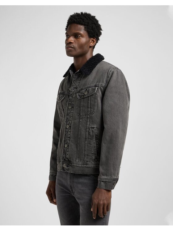 Lee Lee Kurtka jeansowa SHERPA JACKET Szary Regular Fit