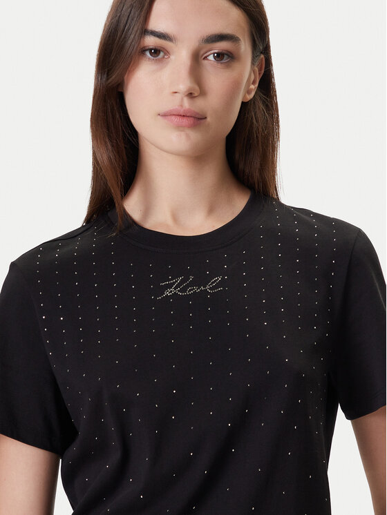KARL LAGERFELD KARL LAGERFELD Tričko A4W17050 Čierna Regular Fit