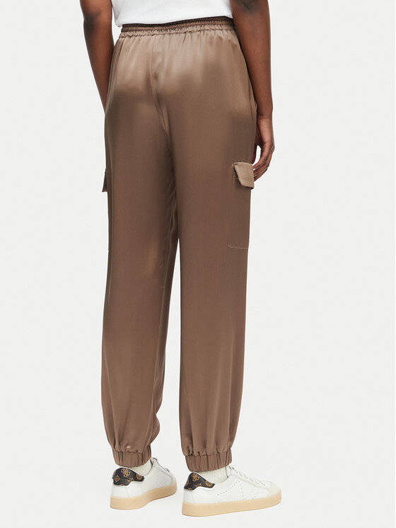Guess Guess Hlače iz tkanine W5GB08 WG7C0 Rjava Slim Fit