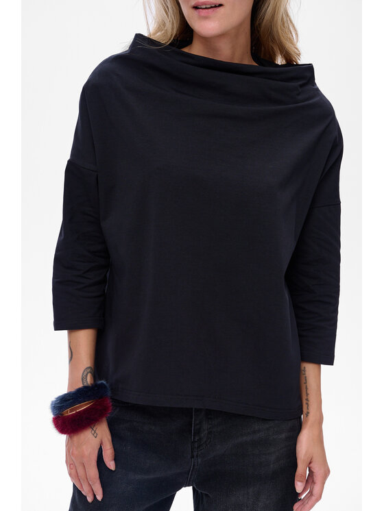 blue shadow blue shadow Bluzka Skayly Czarny Regular Fit