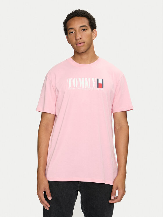 Tommy Jeans Tricou DNA Flag DM0DM18533 Roz Regular Fit