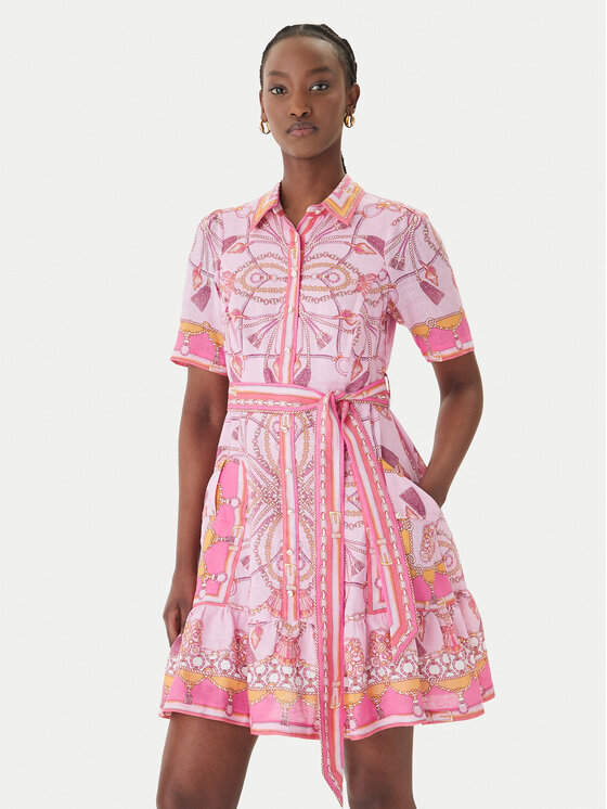 Hale Bob Hale Bob Sommerkleid with linen Aula 61SG670A Rosa Regular Fit