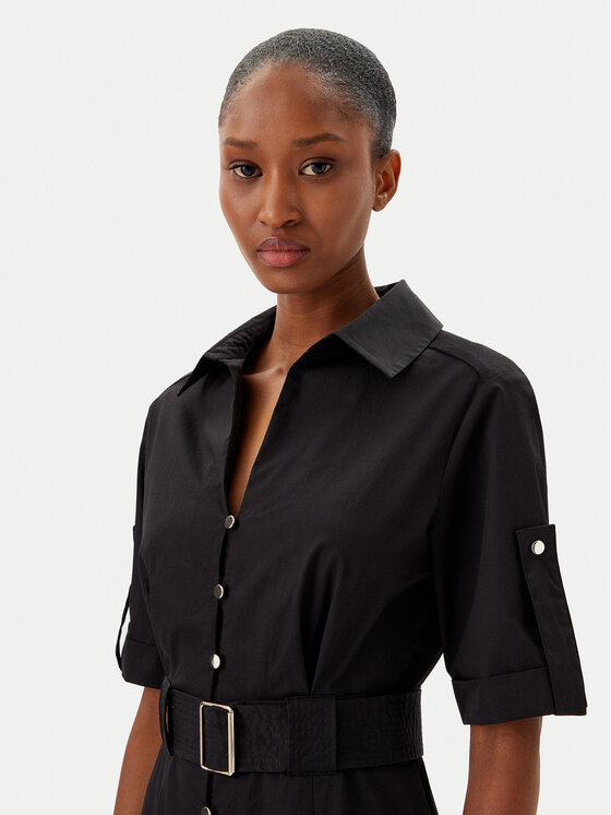 Fracomina Fracomina Rochie tip cămașă FR25SD3006W52001 Negru Regular Fit