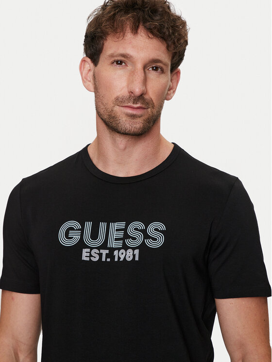 Guess Guess T-krekls M4YI30 J1314 Melns Slim Fit