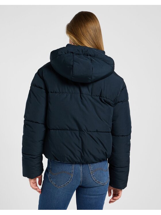 Lee Lee Kurtka przejściowa HOODED PUFFER JACKET Czarny Relaxed Fit