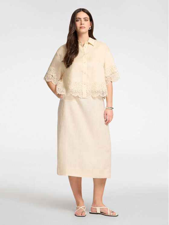 Elena Mirò Elena Mirò Spódnica midi 1065P000089N002 Kremowy A-Line Fit