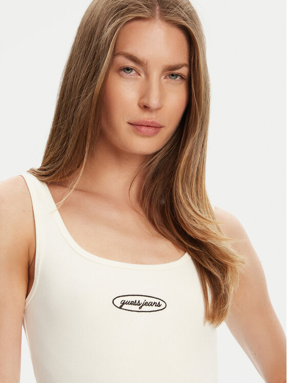 Guess Jeans Guess Jeans Topiņš W5YP35 KA0H1 Écru Regular Fit