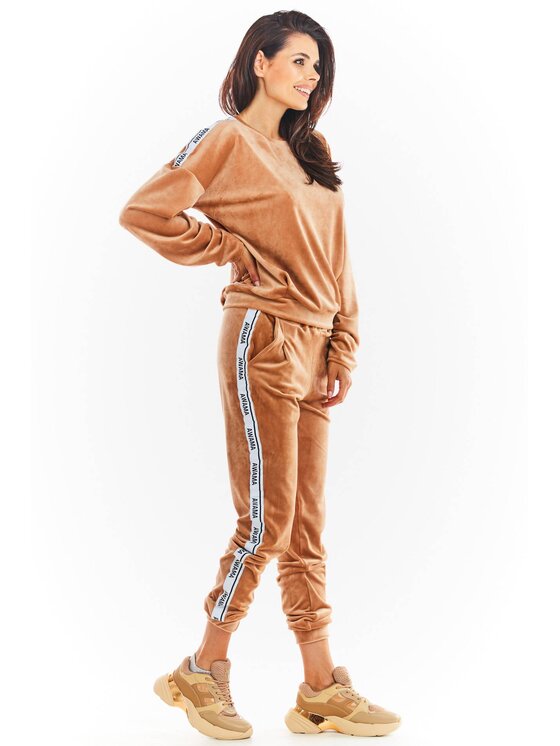 Awama Awama Bluza A374 Beżowy Basic Fit