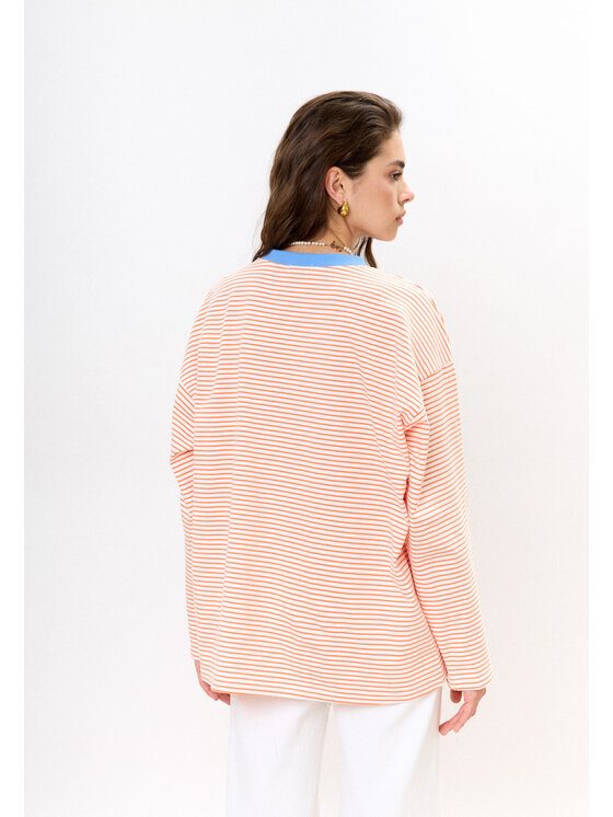 Mirons Mirons Longsleeve Long paski Pomarańczowy Oversize