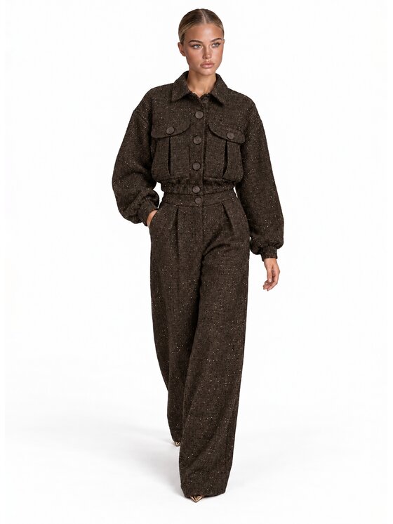 Love Saints Love Saints Komplet bluzka i spodnie L26WF-KA-K12 Brązowy Oversize