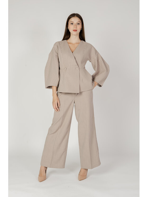 Aware Aware Kurtka damska VMGRACE V-NECK 7/8 BLAZER VMA Beżowy Blazer Fit