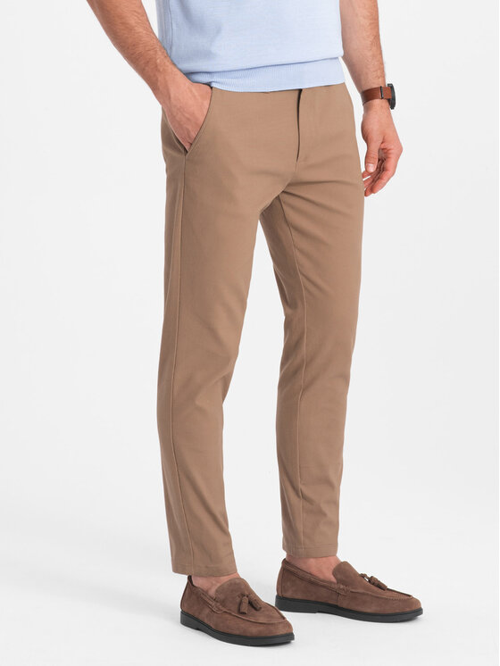 Ombre Ombre Chinosy OM-PACP-0186 Brązowy Slim Fit