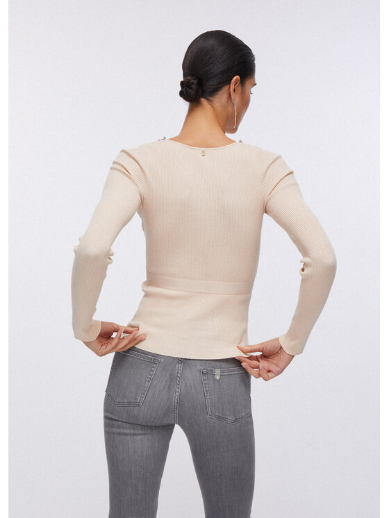 Liu Jo Liu Jo Sweter PA6021MS99EC3908 Biały Slim Fit
