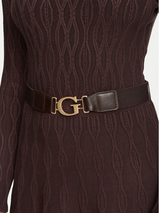 Guess Guess Sukienka dzianinowa W6BK64 Z1569 Brązowy ciemny Slim Fit