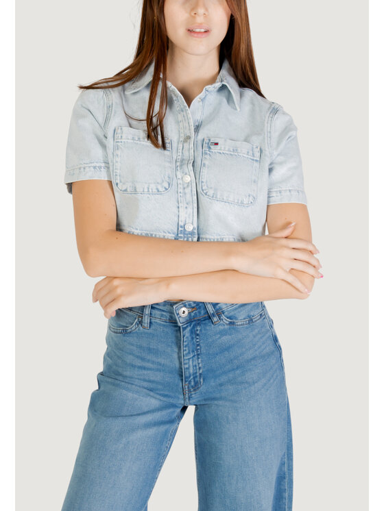 Tommy Jeans Tommy Jeans Camicia CROPPED SS SHIRT CI6 Blu Cropp Fit