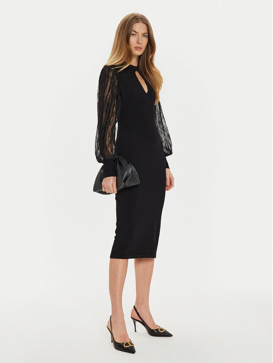 TWINSET TWINSET Džemper haljina 242TT3160 Crna Slim Fit