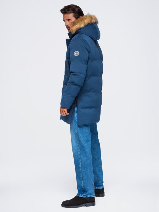 Ombre Ombre Parka OM-JALJ-0310 Granatowy Loose Fit