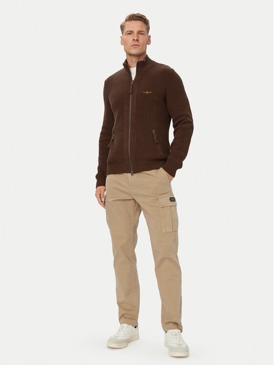 Aeronautica Militare Aeronautica Militare Kardigan 262MA1664UL00409 Smeđa Regular Fit