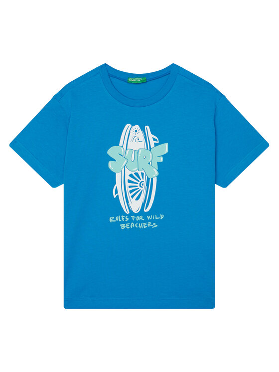 United Colors Of Benetton T-Shirt 3JERC10PE Niebieski Regular Fit