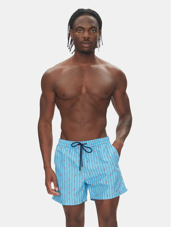 HOM HOM Pantaloni scurți pentru înot Espelette 402993 Albastru celest Regular Fit