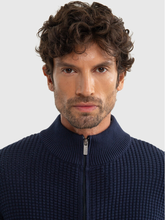 BIG STAR BIG STAR Sweter KARLISON_403_160 Granatowy Basic Fit