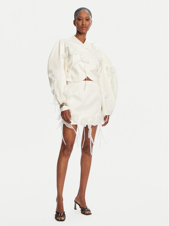 ROTATE ROTATE Spódnica mini 3D Lily 113884857 Écru Regular Fit