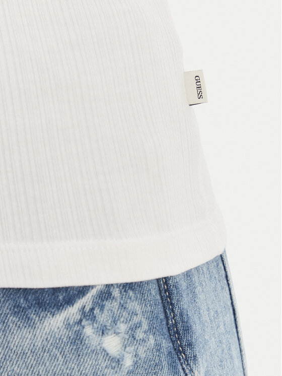 Guess Jeans Guess Jeans Top W6GPZ8 KF641 Bílá Slim Fit